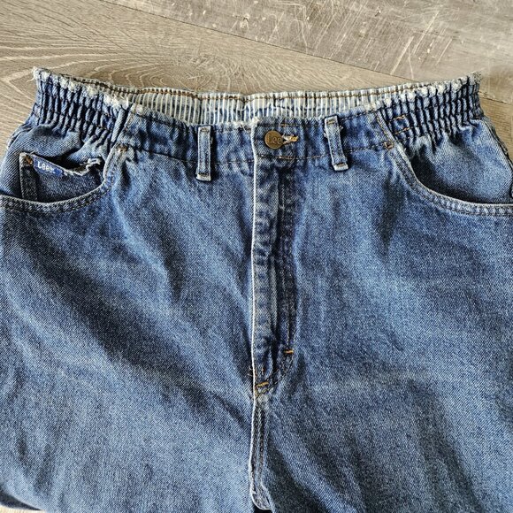 Vtg Lee Western Bareback High Waist Mom Jeans Blue Tapered Leg USA Size 29 x 28? - Picture 13 of 16